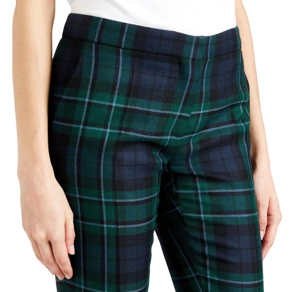 NWT Auth Burberry rtl $1300 Hanover green blue plaid wool ankle pants US 4 UK 6 - Picture 2 of 6